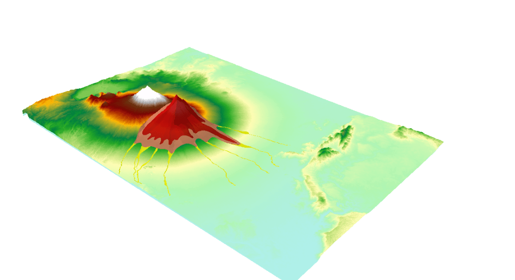 Tampilan 3D Pembagian KRB Kawasan Rawan Bencana Gunung Merapi